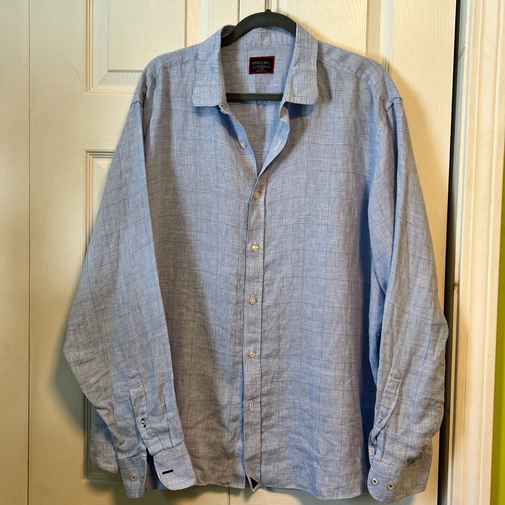 Men’s Linen Untuckit Shirt Size XXL Neck Size 18”